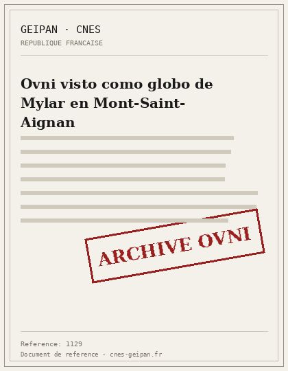 Ovni visto como globo de Mylar en Mont-Saint-Aignan