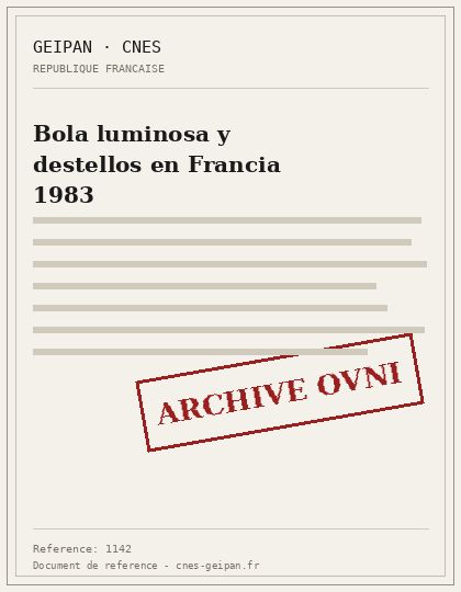 Bola luminosa y destellos en Francia 1983
