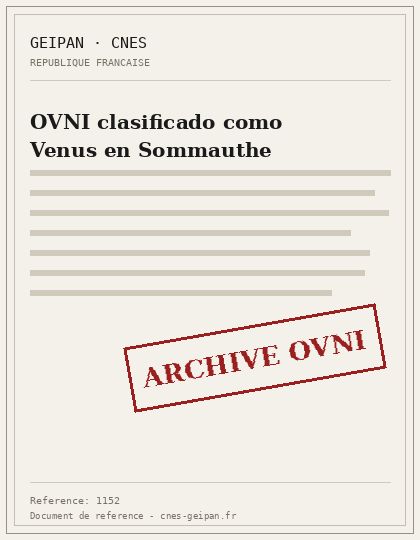 OVNI clasificado como Venus en Sommauthe
