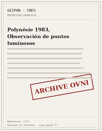 Polynésie 1983, Observación de puntos luminosos