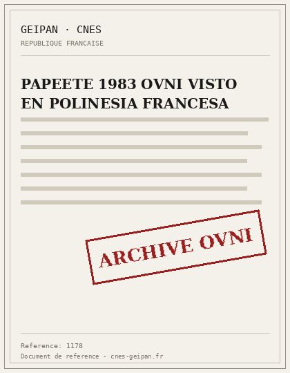 PAPEETE 1983 OVNI VISTO EN POLINESIA FRANCESA