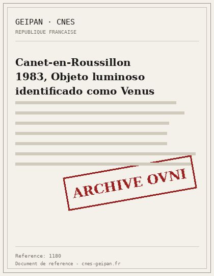 Canet-en-Roussillon 1983, Objeto luminoso identificado como Venus