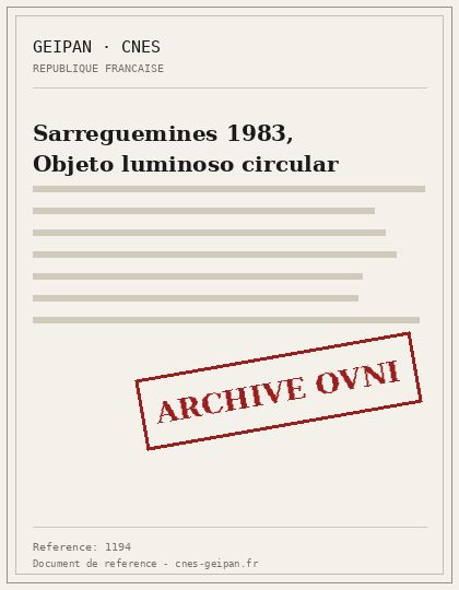 Sarreguemines 1983, Objeto luminoso circular