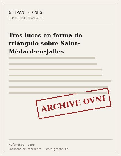 Tres luces en forma de triángulo sobre Saint-Médard-en-Jalles