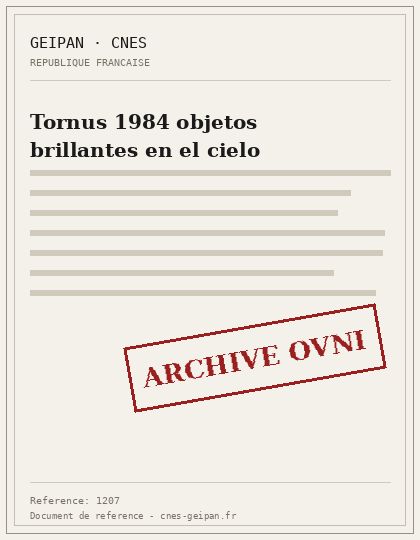 Tornus 1984 objetos brillantes en el cielo