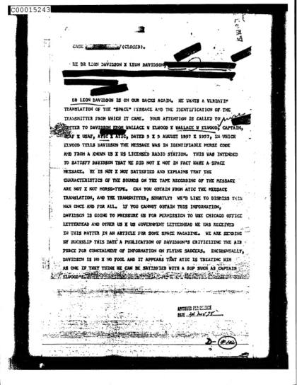 CIA y mensajes OVNI en 1957