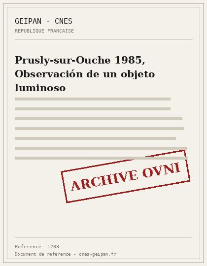 Prusly-sur-Ouche 1985, Observación de un objeto luminoso