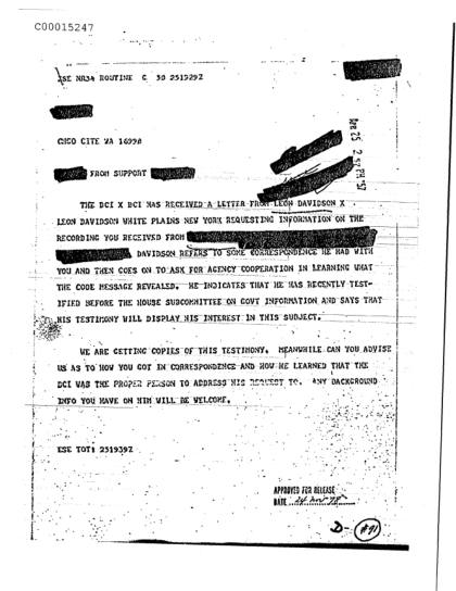 Cartas de contacto con la CIA sobre OVNI