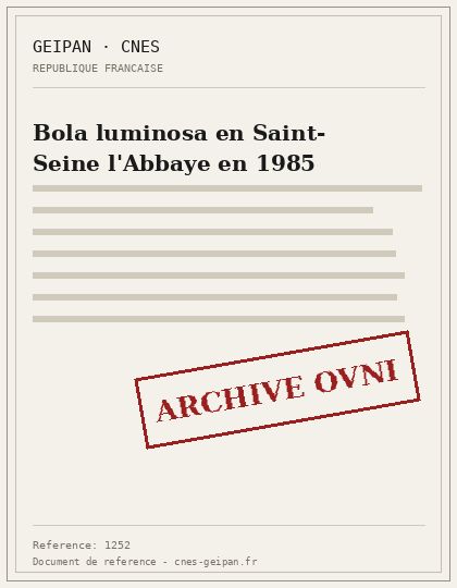 Bola luminosa en Saint-Seine l'Abbaye en 1985