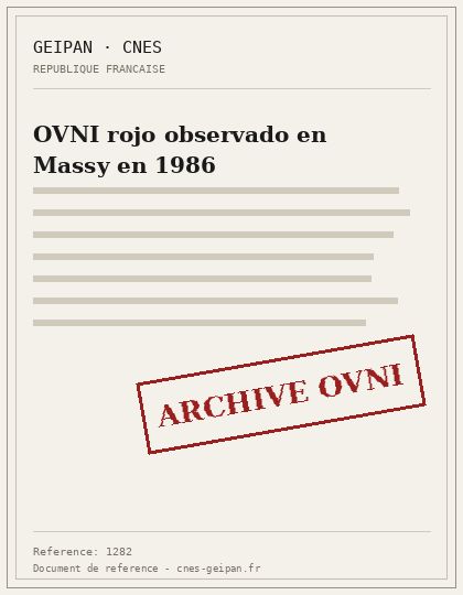 OVNI rojo observado en Massy en 1986