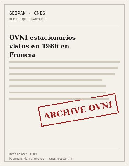 OVNI estacionarios vistos en 1986 en Francia