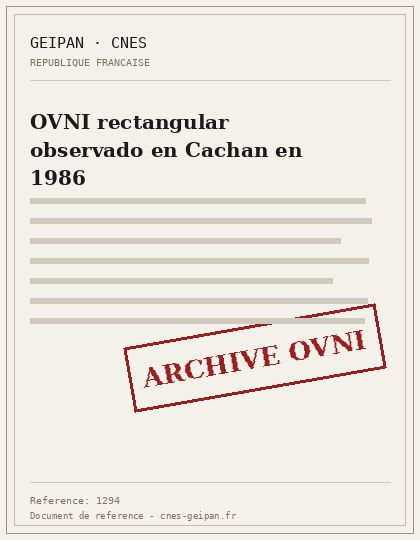 OVNI rectangular observado en Cachan en 1986