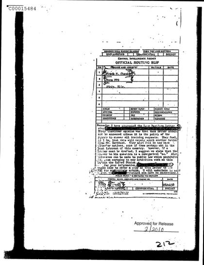 CIA y una carta sobre OVNI de 1958