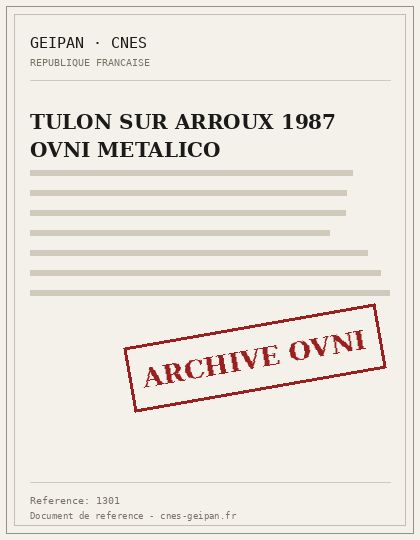 TULON SUR ARROUX 1987 OVNI METALICO