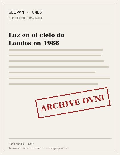 Luz en el cielo de Landes en 1988