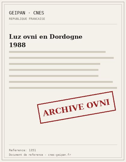 Luz ovni en Dordogne 1988