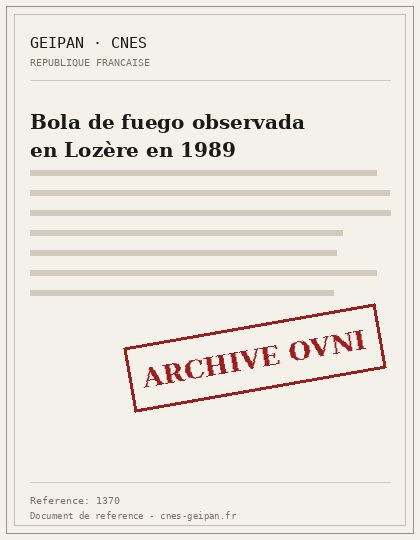 Bola de fuego observada en Lozère en 1989