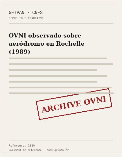 OVNI observado sobre aeródromo en Rochelle (1989)