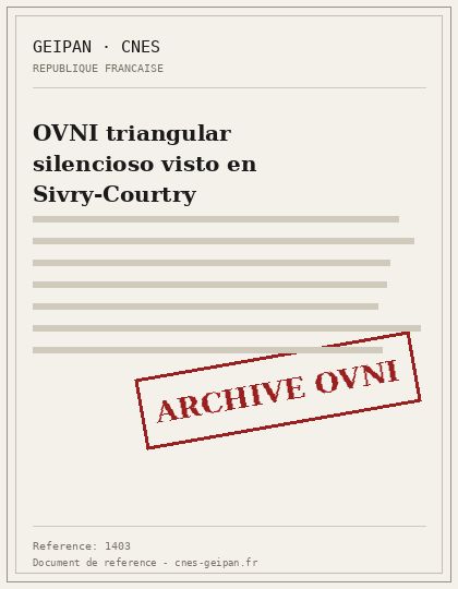 OVNI triangular silencioso visto en Sivry-Courtry