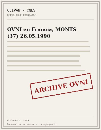 OVNI en Francia, MONTS (37) 26.05.1990
