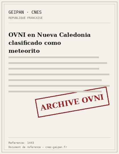 OVNI en Nueva Caledonia clasificado como meteorito