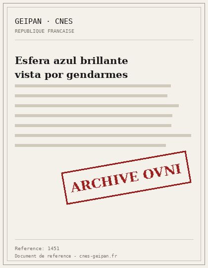 Esfera azul brillante vista por gendarmes