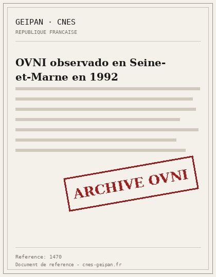 OVNI observado en Seine-et-Marne en 1992