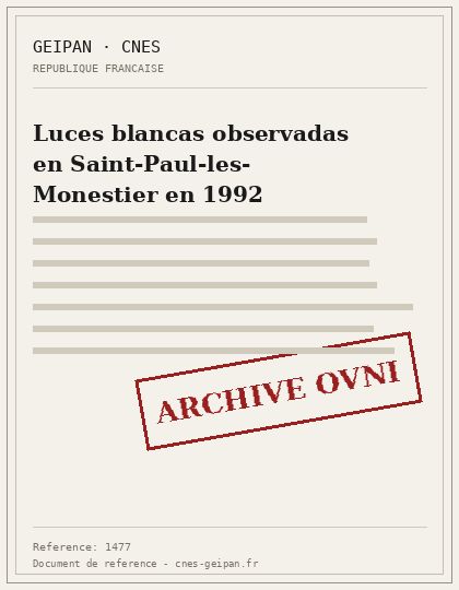 Luces blancas observadas en Saint-Paul-les-Monestier en 1992