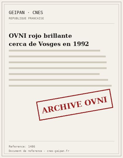 OVNI rojo brillante cerca de Vosges en 1992