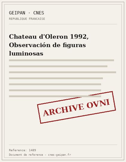 Chateau d'Oleron 1992, Observación de figuras luminosas