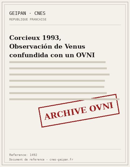 Corcieux 1993, Observación de Venus confundida con un OVNI