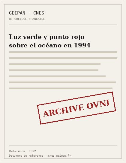 Luz verde y punto rojo sobre el océano en 1994