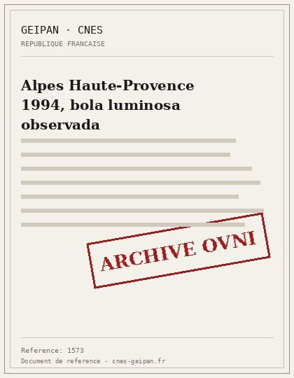 Alpes Haute-Provence 1994, bola luminosa observada