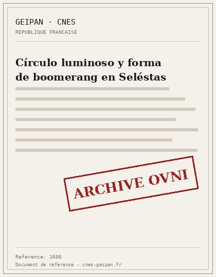 Círculo luminoso y forma de boomerang en Seléstas
