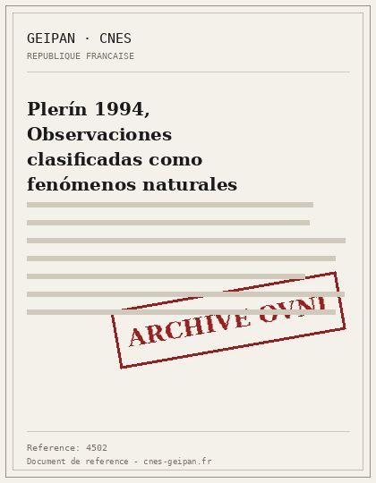 Plerín 1994, Observaciones clasificadas como fenómenos naturales