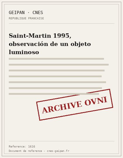 Saint-Martin 1995, observación de un objeto luminoso