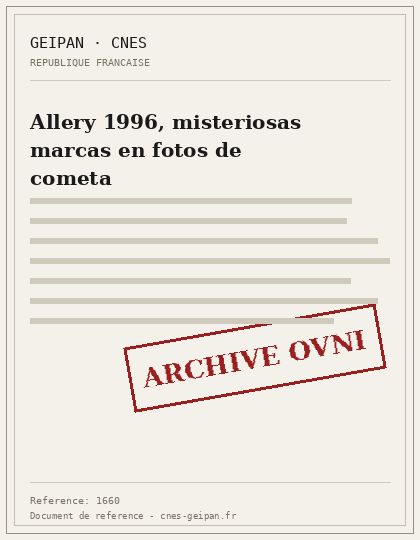 Allery 1996, misteriosas marcas en fotos de cometa