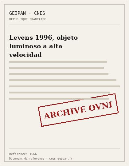 Levens 1996, objeto luminoso a alta velocidad
