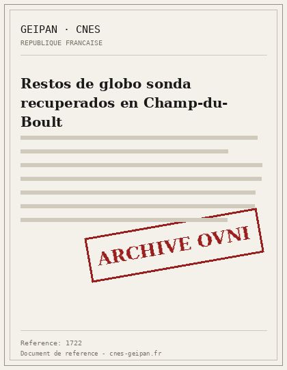 Restos de globo sonda recuperados en Champ-du-Boult
