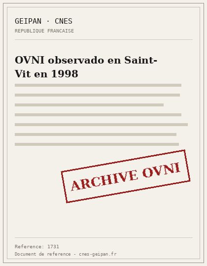 OVNI observado en Saint-Vit en 1998