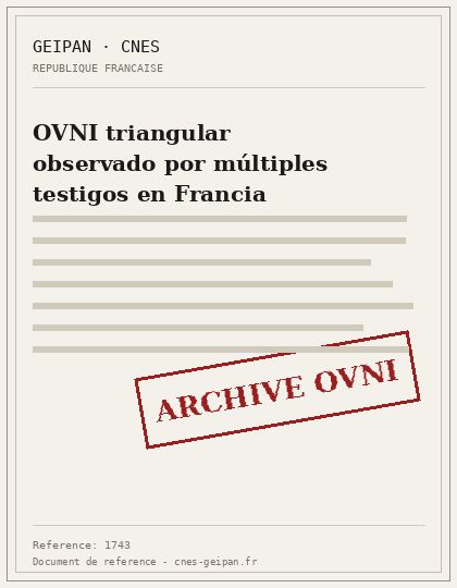 OVNI triangular observado por múltiples testigos en Francia