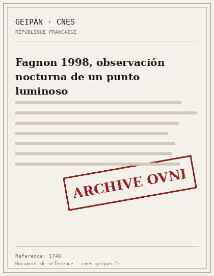 Fagnon 1998, observación nocturna de un punto luminoso