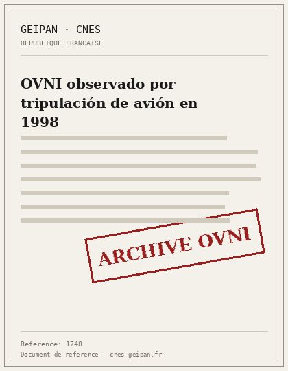 OVNI observado por tripulación de avión en 1998