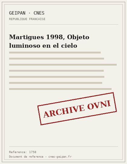 Martigues 1998, Objeto luminoso en el cielo