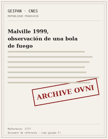 Malville 1999, observación de una bola de fuego