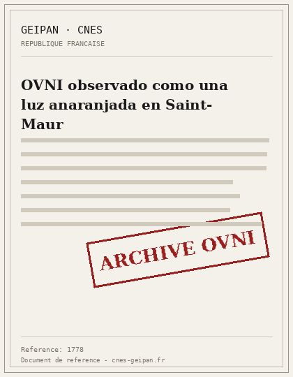OVNI observado como una luz anaranjada en Saint-Maur