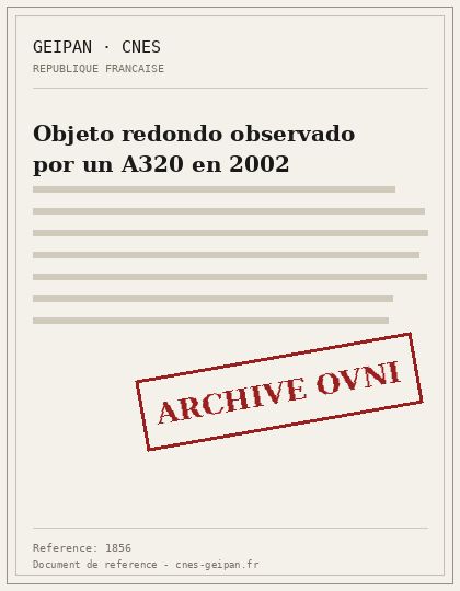 Objeto redondo observado por un A320 en 2002