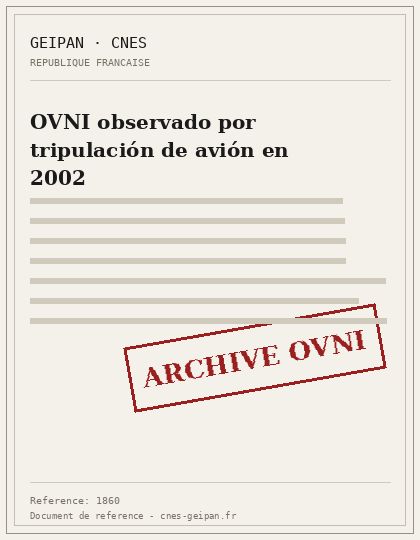 OVNI observado por tripulación de avión en 2002