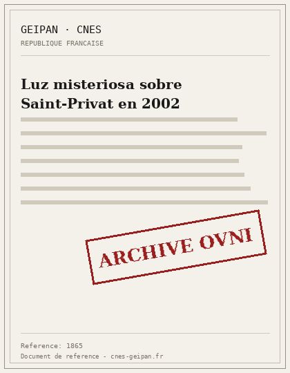 Luz misteriosa sobre Saint-Privat en 2002