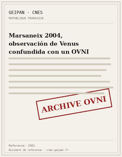 Marsaneix 2004, observación de Venus confundida con un OVNI